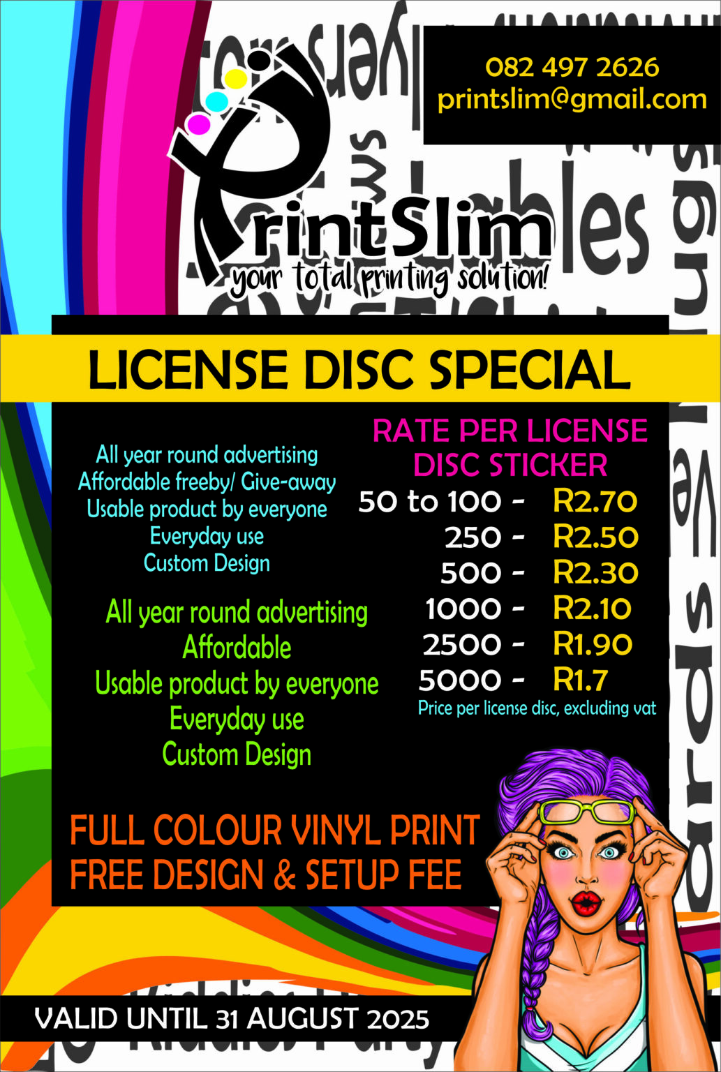Printslim License Disc ABS Prints