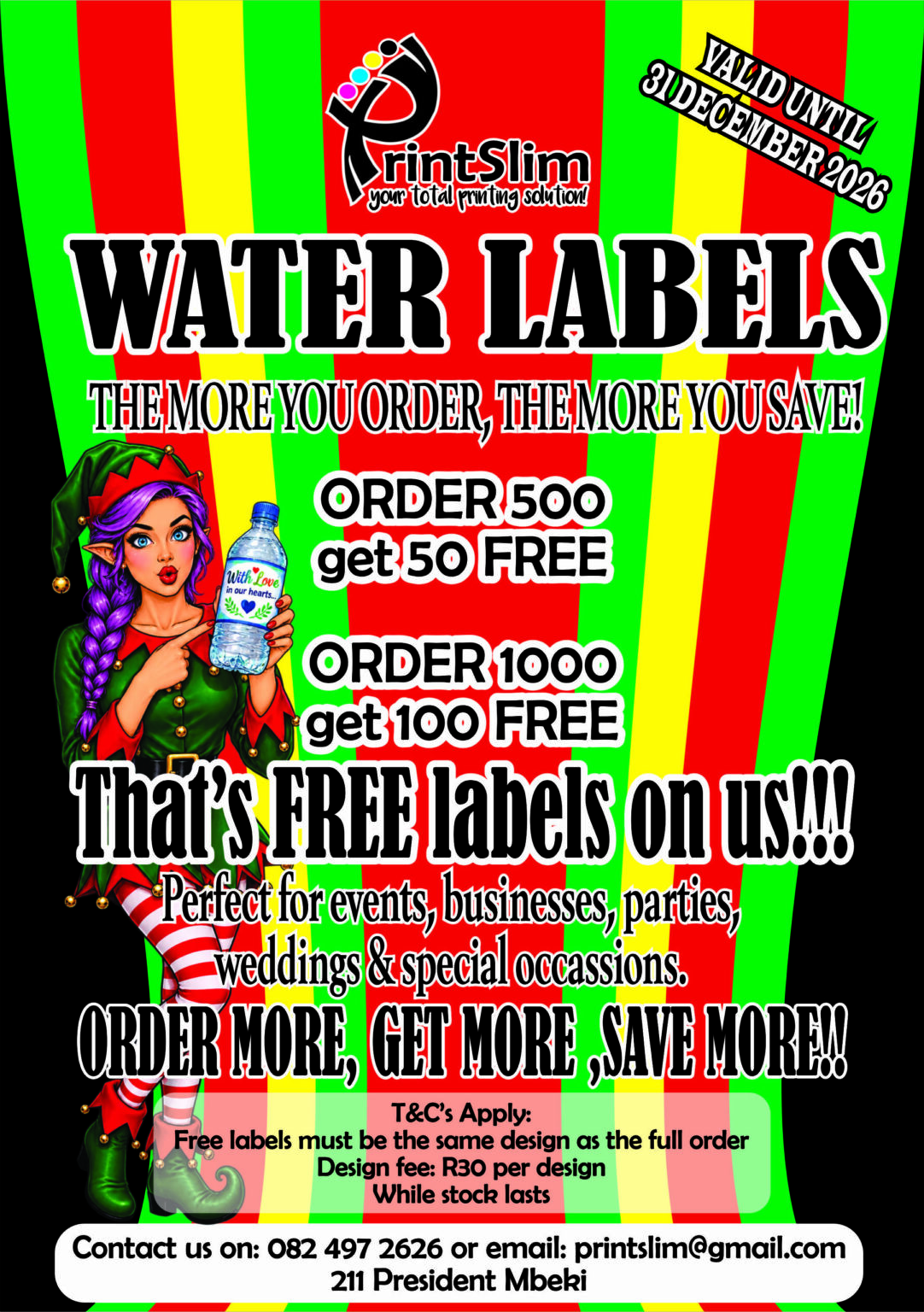 Printslim Water Label Festive Season Special